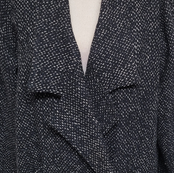 80s Vintage Monette Casuals Black White Speckled Wool Longline Trench Coat 12 - Picture 4 of 14